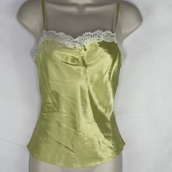 Mossimo Tops - Chartreuse Silk & Lace Camisole Top